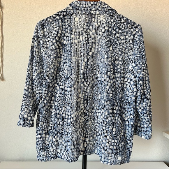 Ruby Rd Blue and White Piral Patterned Open Cardigan | size L - Picture 5 of 7